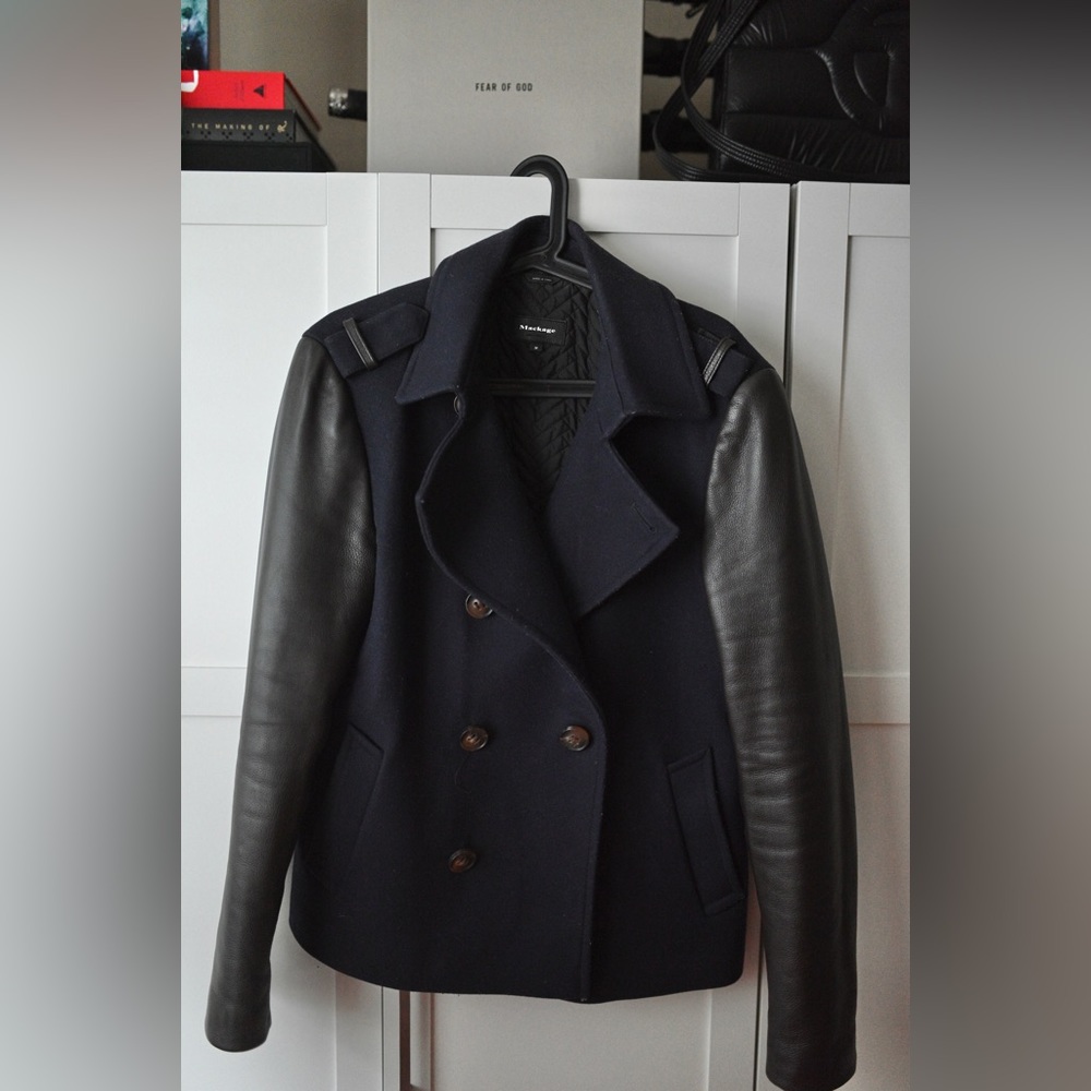 Mackage Two-Tone Bomber Length Peacoat
